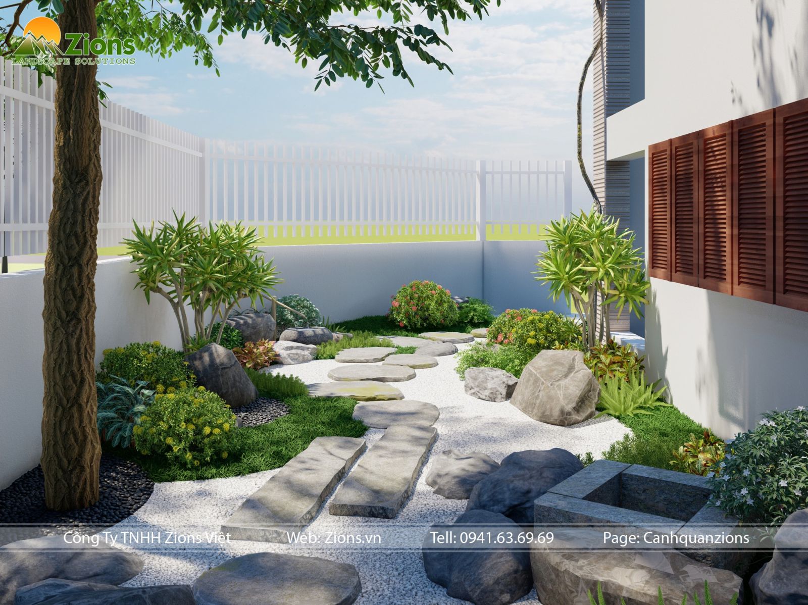 Thiết kế sân vườn sau nhà | Design by Zion's